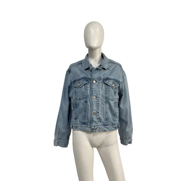 Agolde 'Charli' Blue Cotton Oversized Denim Jacket Size XS - Picture 2 of 5